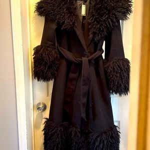 Fox fur, long black jacket, brand new, never been worn.